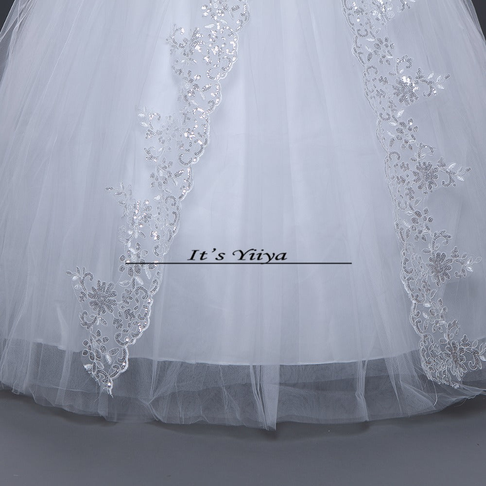 Free shipping 2015 new bridal white wedding dress princess wedding gown cheap romantic lace up bride Vestidos De Novia Y617