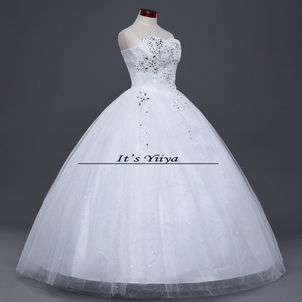 Free shipping white Wedding Dress Bride Princess Lace up Sequins Wedding Frocks Cheap Bridal Ball Gowns Vestidos De Novia HS108