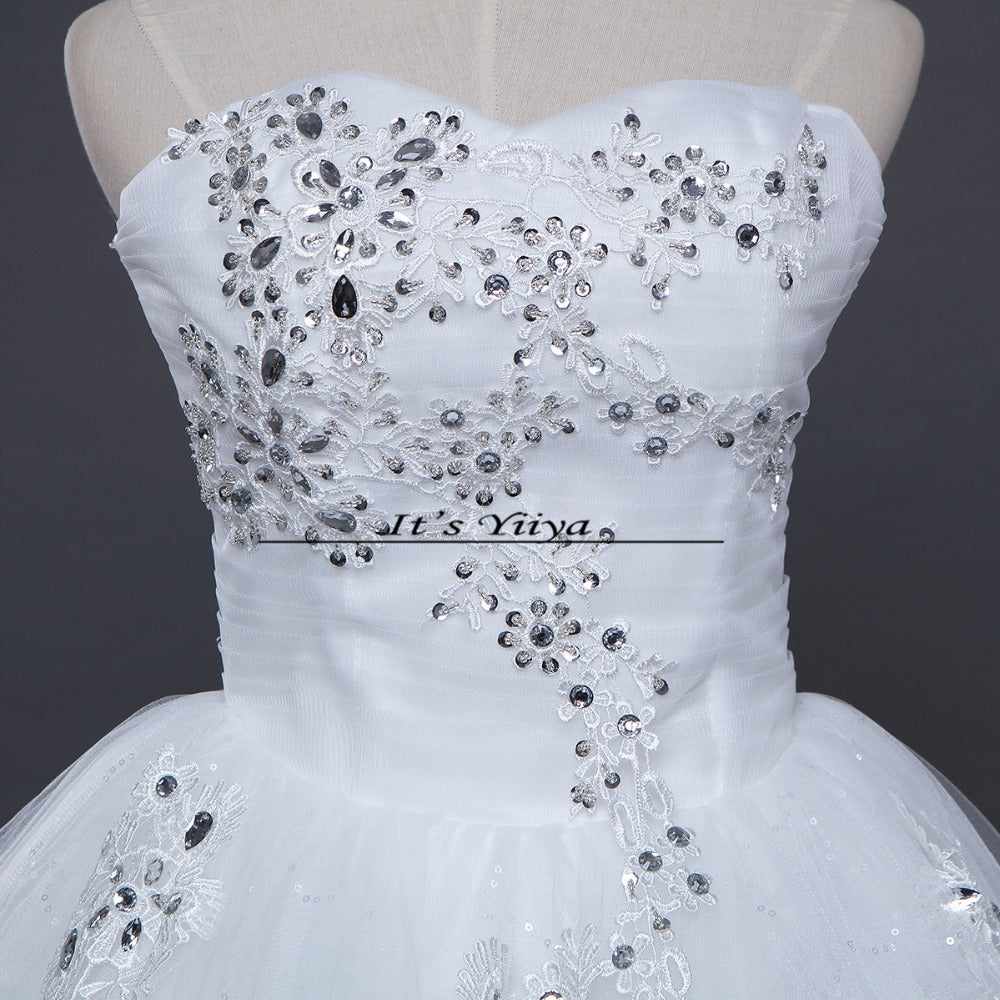 Free shipping white Wedding Dress Bride Princess Lace up Sequins Wedding Frocks Cheap Bridal Ball Gowns Vestidos De Novia HS108