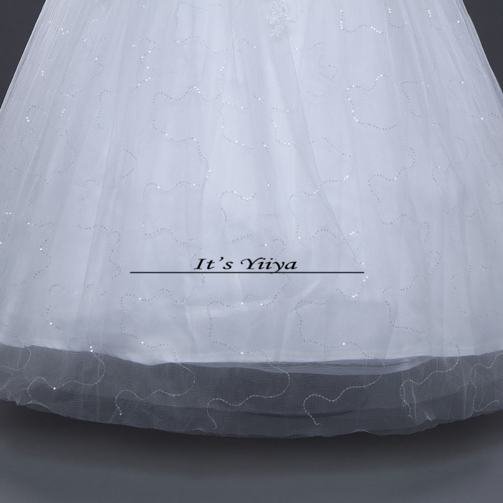 Free shipping white Wedding Dress Bride Princess Lace up Sequins Wedding Frocks Cheap Bridal Ball Gowns Vestidos De Novia HS108