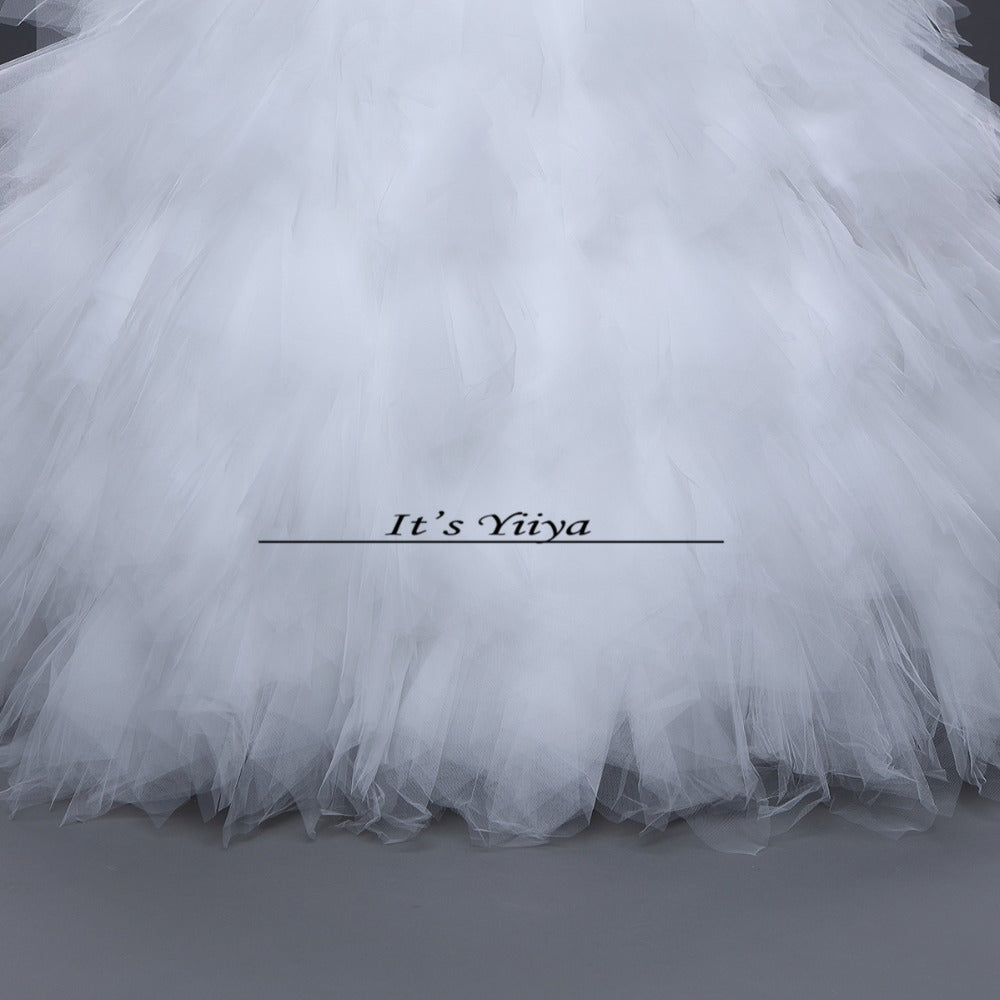 Free shipping 2016 Romantic Tulle White Wedding Dresses Luxury Bride Vestidos De Novia Princess Wedding Frocks Ball Gowns HS581