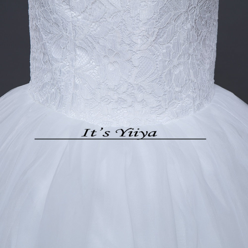 Free shipping YiiYa wedding dresses 2015 plus size lace wedding dress princess white cheap gowns bride Vestidos De Novia HS164