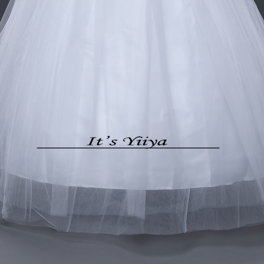 Free shipping YiiYa wedding dresses 2015 plus size lace wedding dress princess white cheap gowns bride Vestidos De Novia HS164