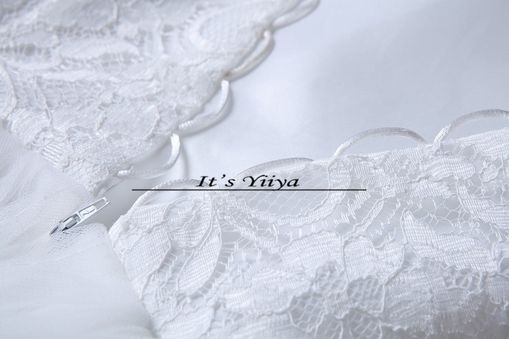 Free shipping YiiYa wedding dresses 2015 plus size lace wedding dress princess white cheap gowns bride Vestidos De Novia HS164