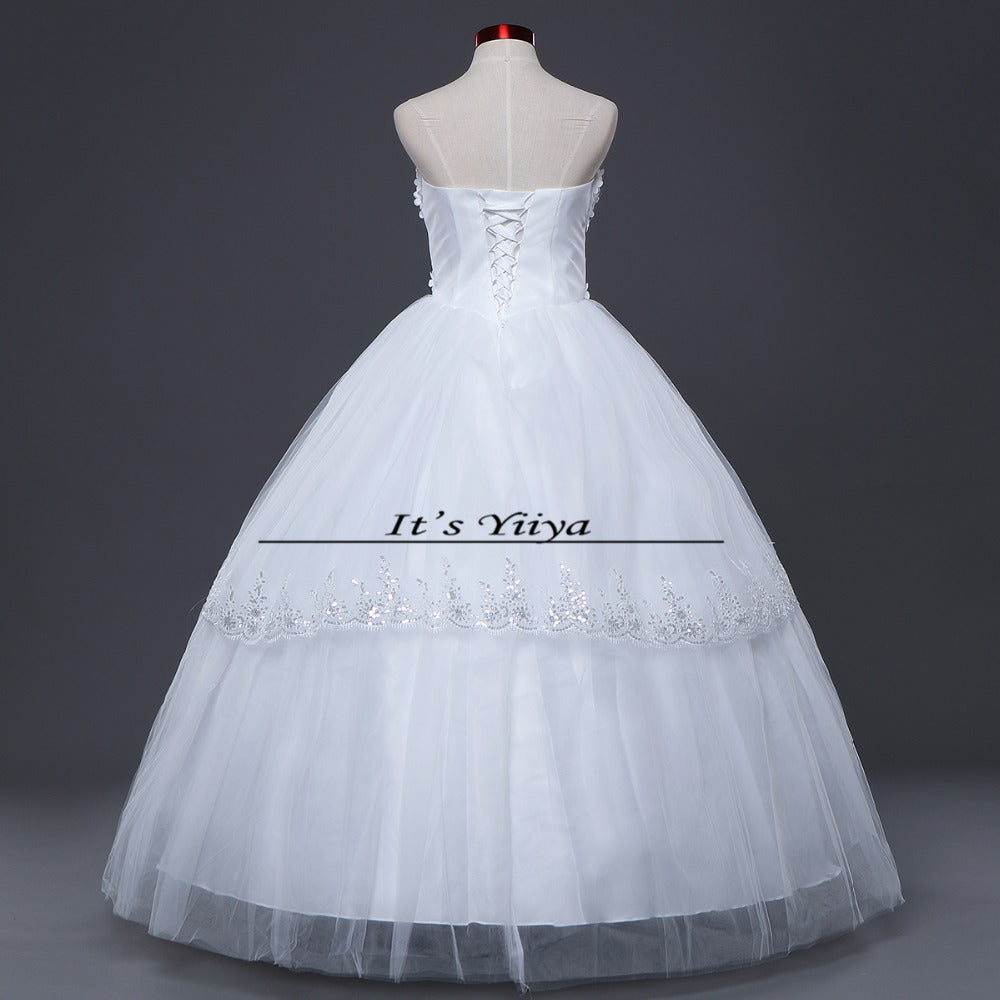 Free shipping fashion white wedding dress cheap wedding gown romantic wedding dresses frock Vestidos De Novia Y611