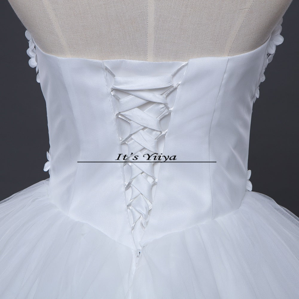 Free shipping fashion white wedding dress cheap wedding gown romantic wedding dresses frock Vestidos De Novia Y611