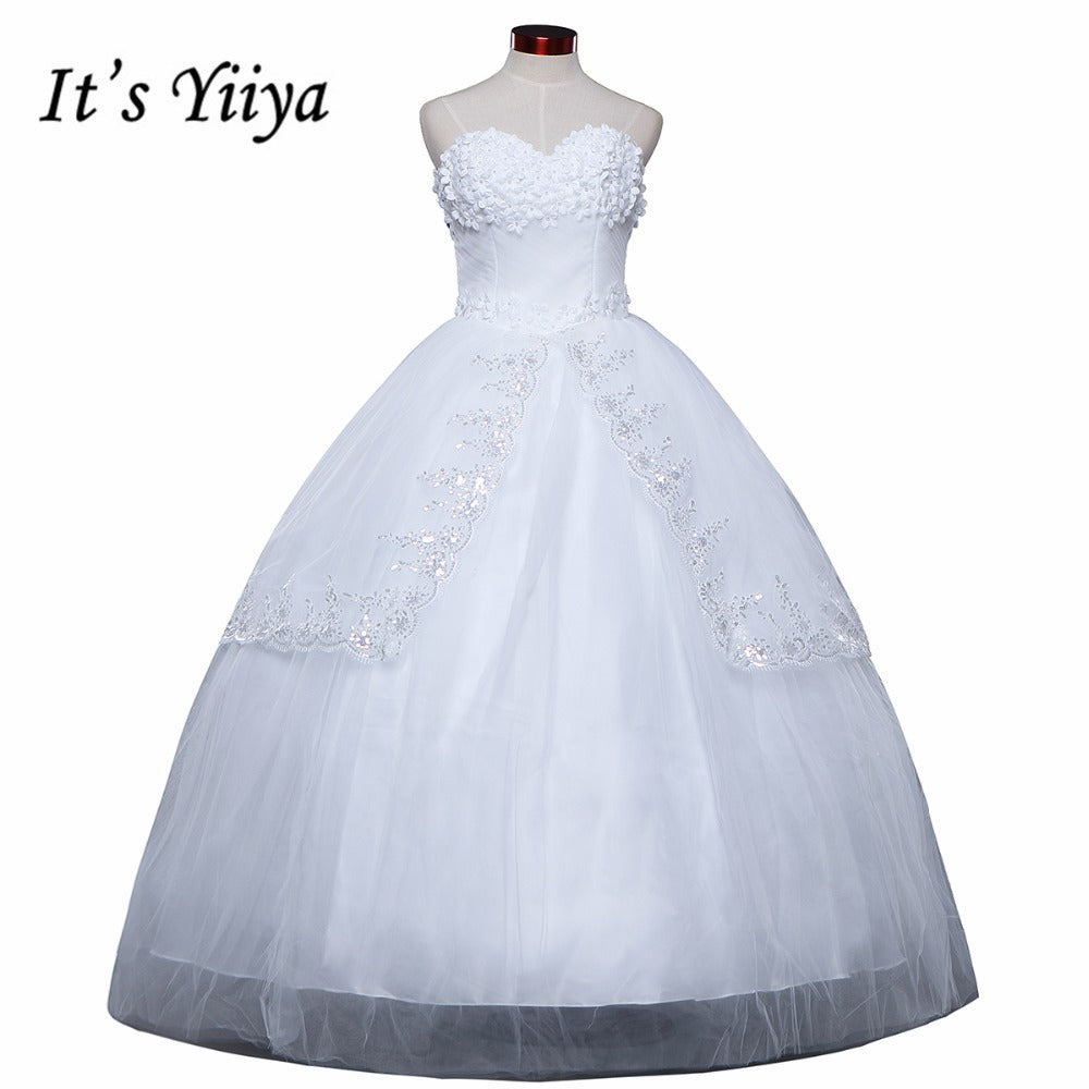Free shipping fashion white wedding dress cheap wedding gown romantic wedding dresses frock Vestidos De Novia Y611