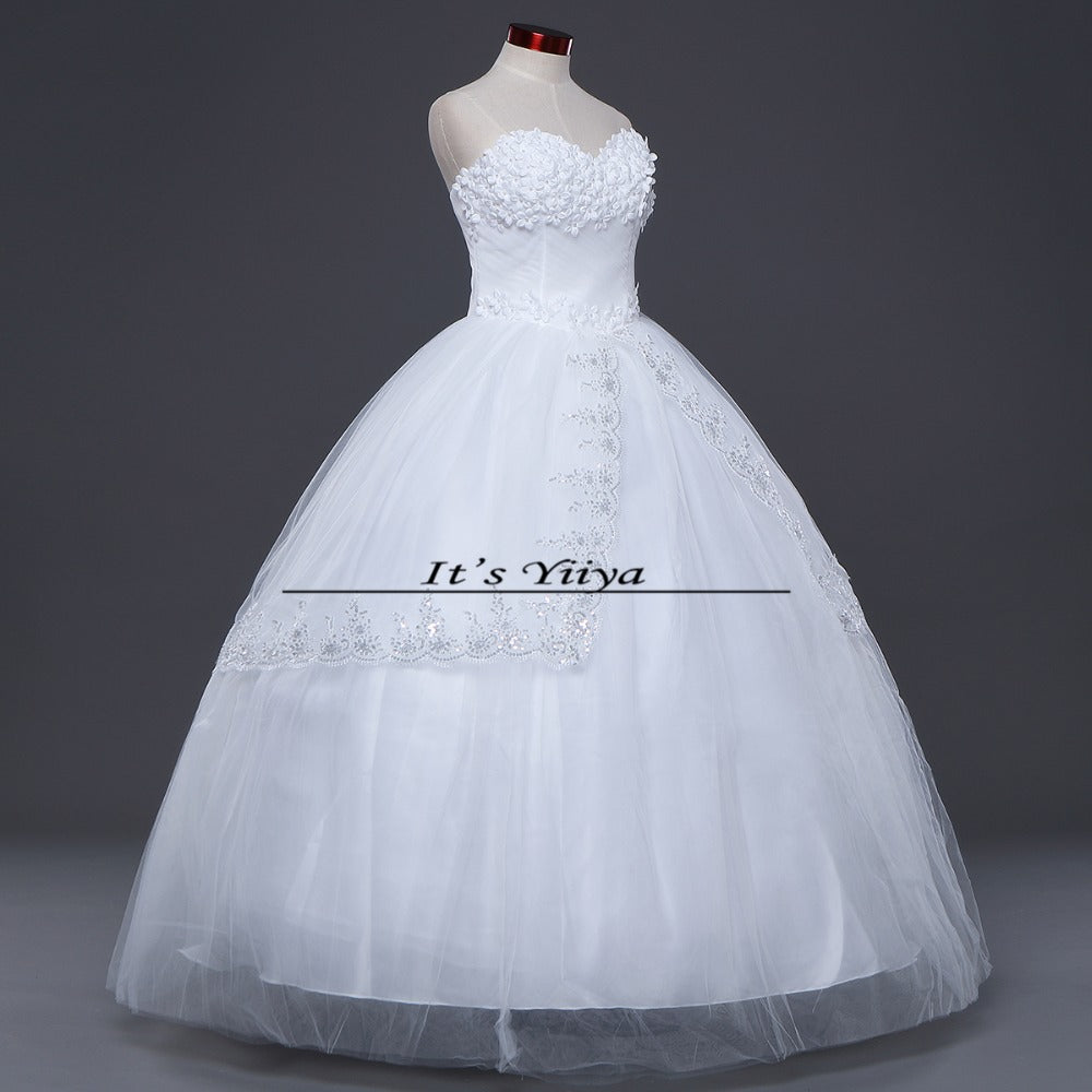 Free shipping fashion white wedding dress cheap wedding gown romantic wedding dresses frock Vestidos De Novia Y611
