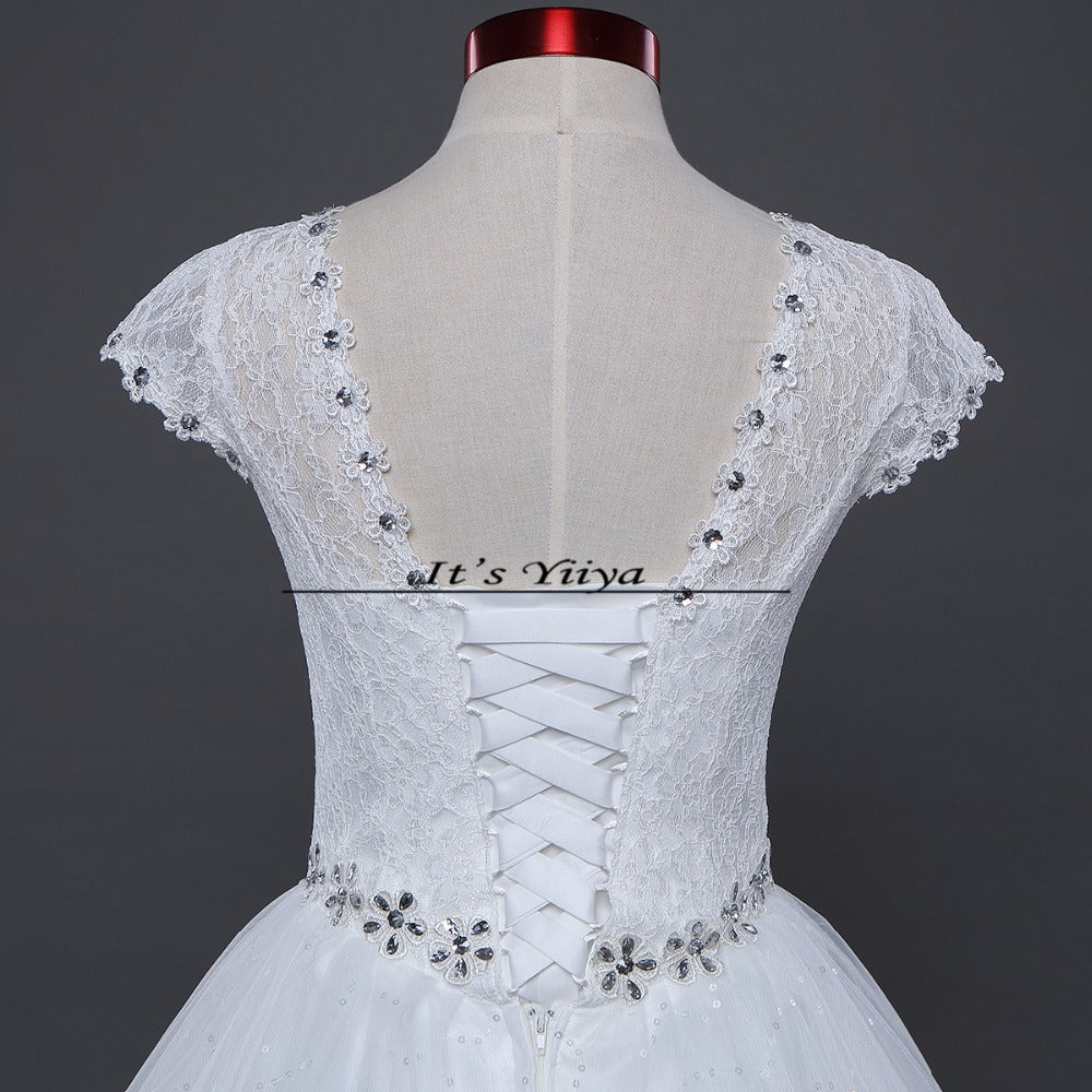 Free Shipping White or Red Cheap Lace Wedding Dress Princess Wedding Frocks Lace up Fashion Vestidos De Novia Ball gown HS587