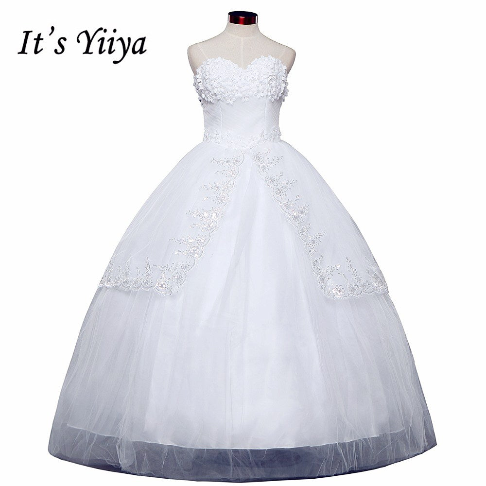 Free shipping fashion white wedding dress cheap wedding gown romantic wedding dresses frock Vestidos De Novia Y611