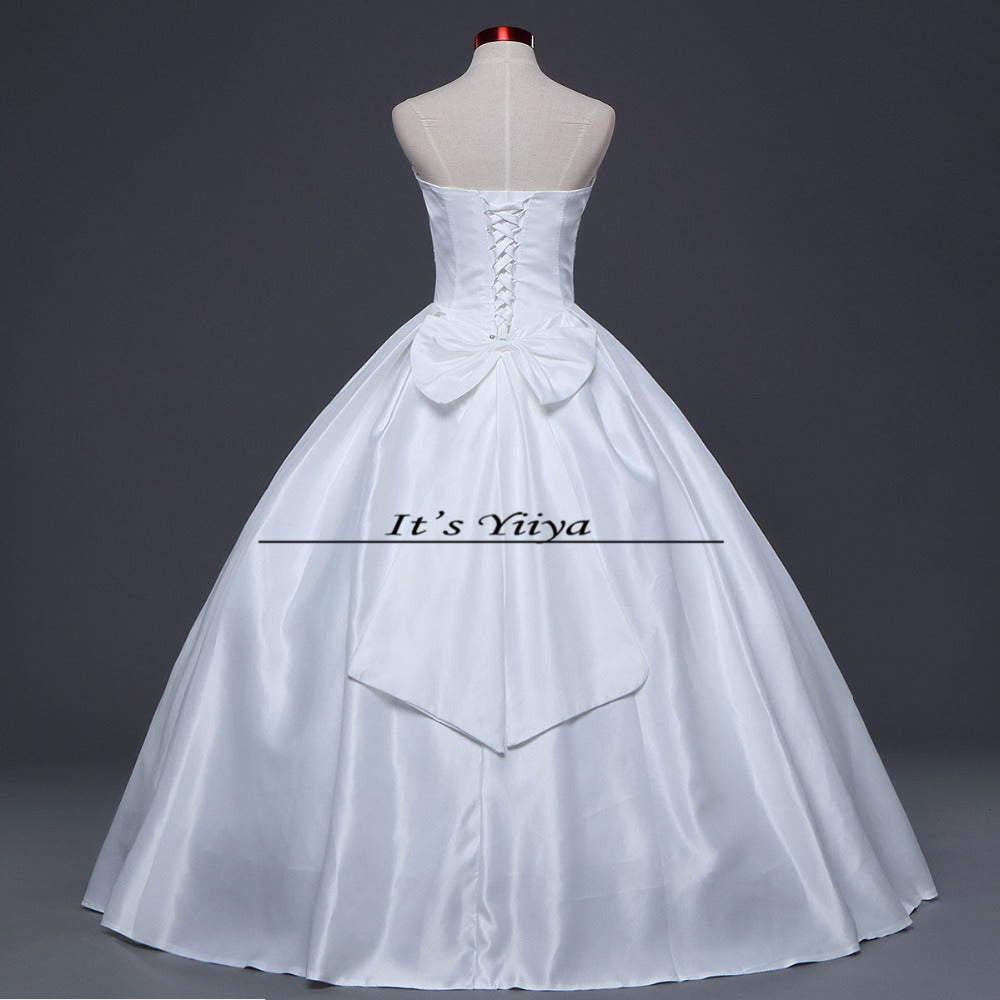 Free shipping 2017 New Ruffles Wedding Dresses Strapless Bow Waist Cheap Bride Frocks Ball Gowns Plus size XXN055