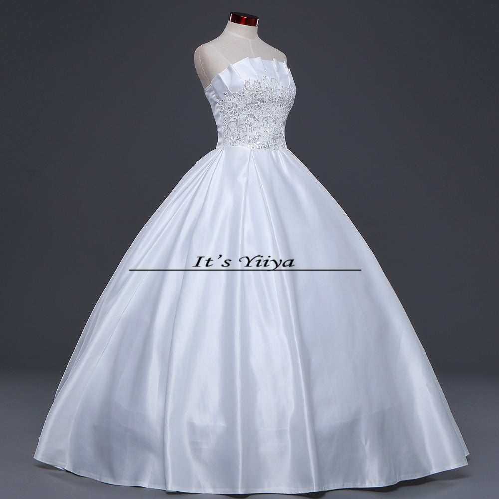 Free shipping 2017 New Ruffles Wedding Dresses Strapless Bow Waist Cheap Bride Frocks Ball Gowns Plus size XXN055