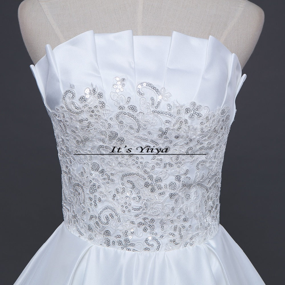 Free shipping 2017 New Ruffles Wedding Dresses Strapless Bow Waist Cheap Bride Frocks Ball Gowns Plus size XXN055