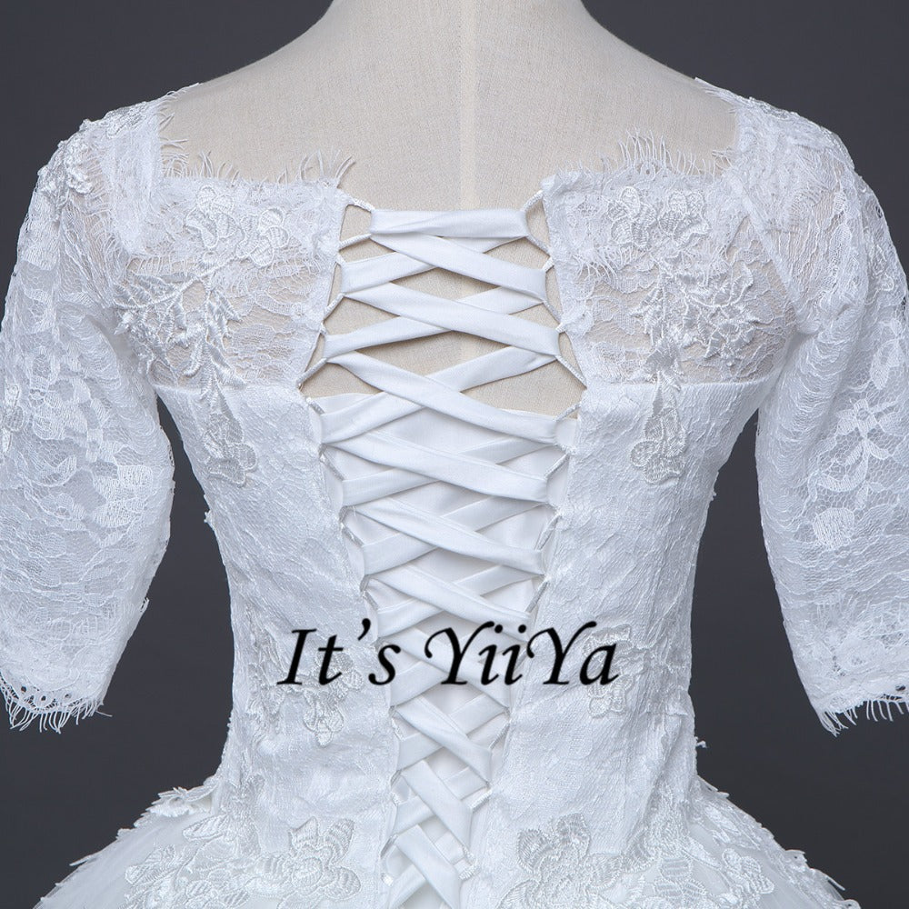 2017 New Free shipping O-neck Wedding Dresses Cheap Ball Gowns Appliques Frocks dress Embroidery Bride Vestidos De Novia IY020