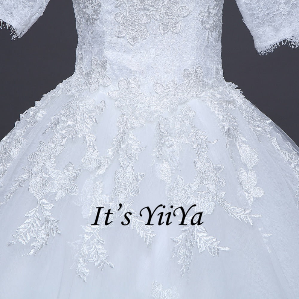 2017 New Free shipping O-neck Wedding Dresses Cheap Ball Gowns Appliques Frocks dress Embroidery Bride Vestidos De Novia IY020