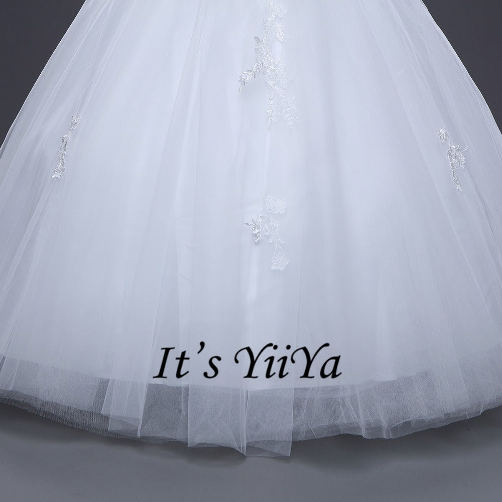 2017 New Free shipping O-neck Wedding Dresses Cheap Ball Gowns Appliques Frocks dress Embroidery Bride Vestidos De Novia IY020
