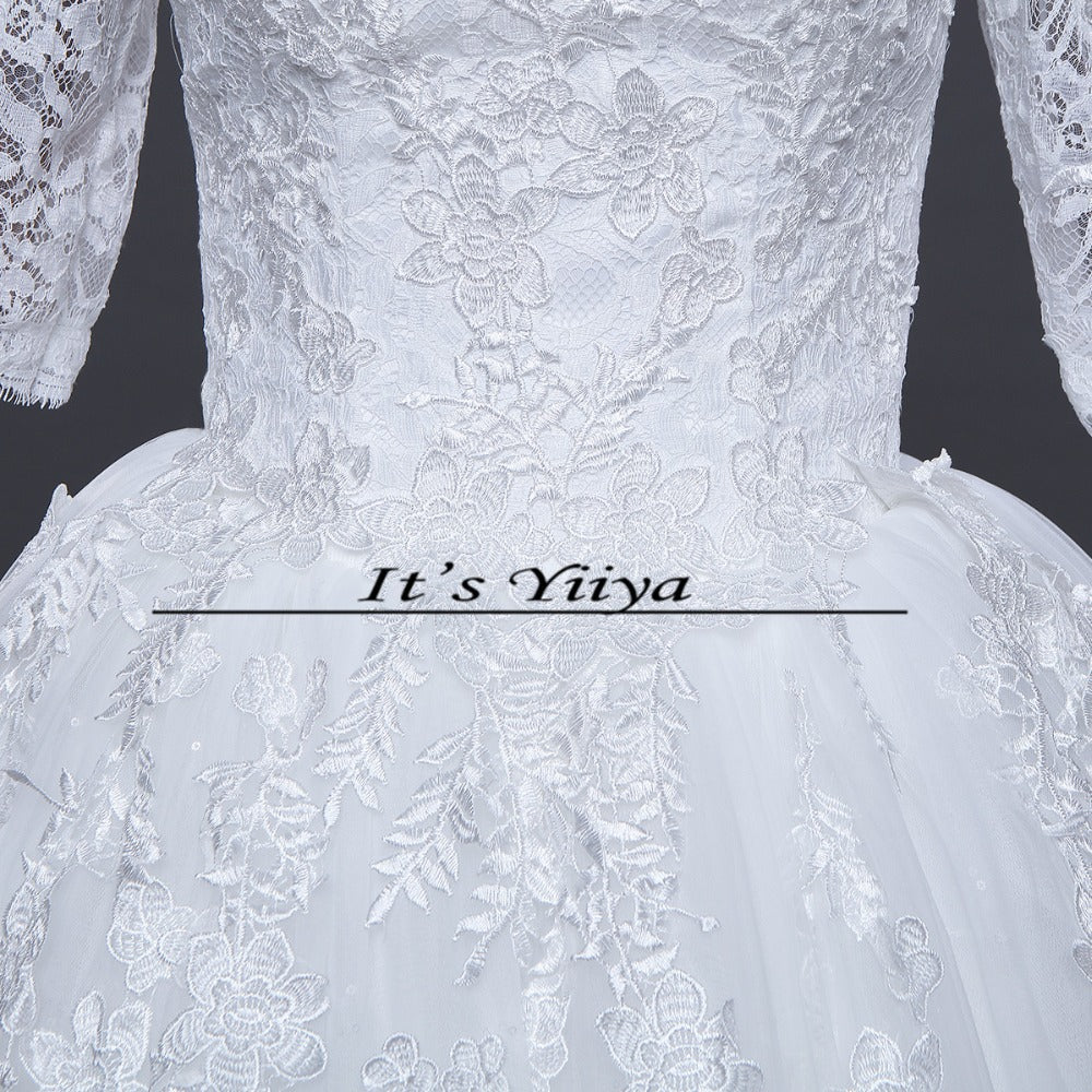 Free shipping 2017 Summer Sleeves Lace Boat Neck Wedding Dresses Plus size Princess Bride Gowns Vestidos De Novia HS252