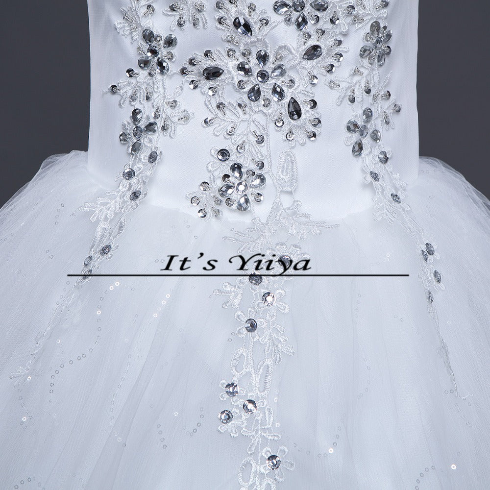 Free shipping YiiYa 2016 new Bridal White wedding dress Wedding gowns Trailing Romantic Train Frocks Vestidos De Novia HS223