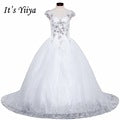 Free shipping YiiYa 2016 new Bridal White wedding dress Wedding gowns Trailing Romantic Train Frocks Vestidos De Novia HS223