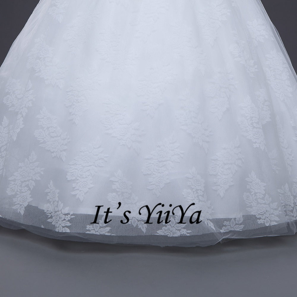 Free Shipping Appliques Wedding dresses Strapless Vestidos De Novia Off white dress Bridal Ball gowns Sleeveless Frocks IY032