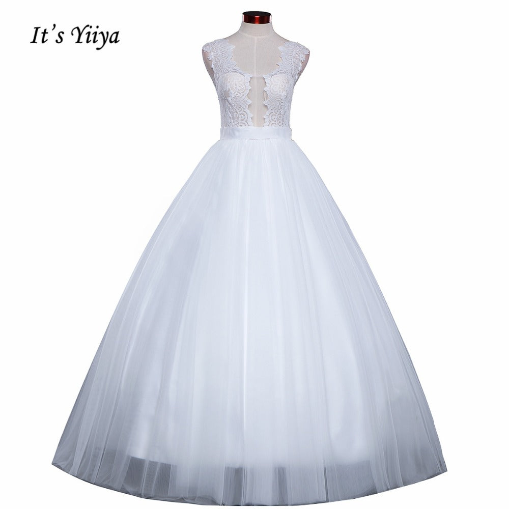 Vestidos De Novia Free Shipping Built in Bra Simple Off white Wedding dresses Bridal Ball gowns Sexy Sleeveless Frocks IY024
