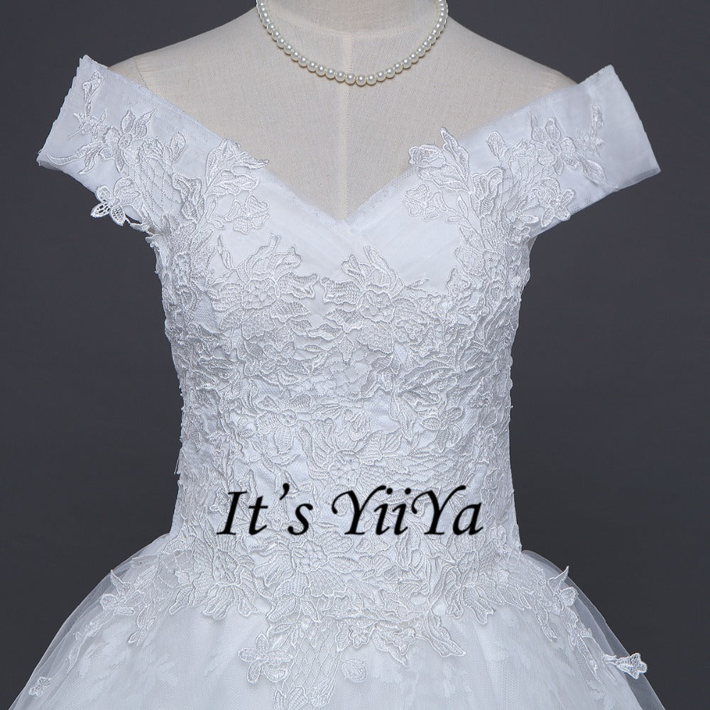 Free Shipping Vestidos De Novia Off white Bridal dress Sweatheart Bridal Ball gowns Sleeveless Frocks Lace Wedding dresses IY028