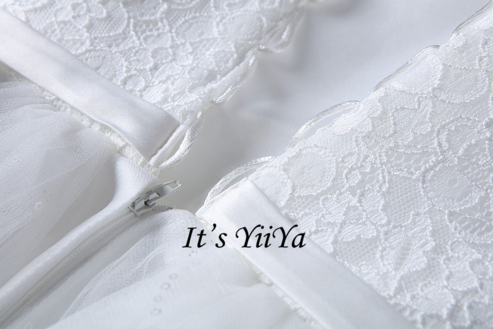 Free shipping White Wedding Ball Gowns High neck Three Quarter Sleeves Princess Vestidos De Novia Lovely Frock Bride Dress IY001