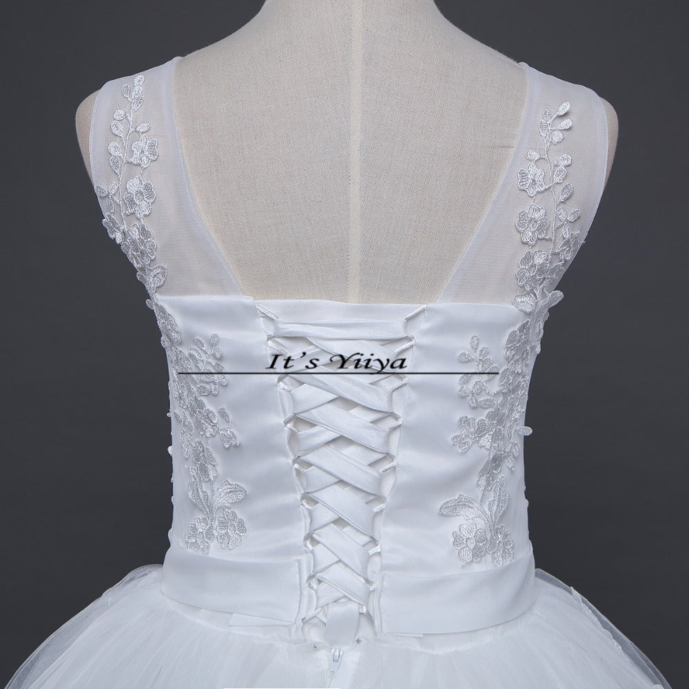 Free shipping 2016 V-neck White Bride Princess Fashion Vestidos De Novia Bride Wedding Ball Gowns Cheap Wedding Frocks HS227