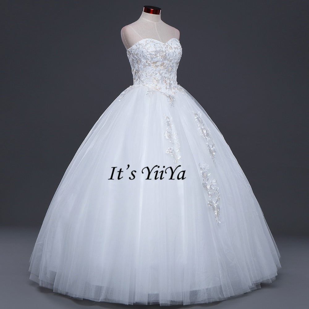 2017 New Free shipping Strapless Sleeveless Wedding Dresses Plus size Ball Gowns Appliques Frocks dress Vestidos De Novia IY009