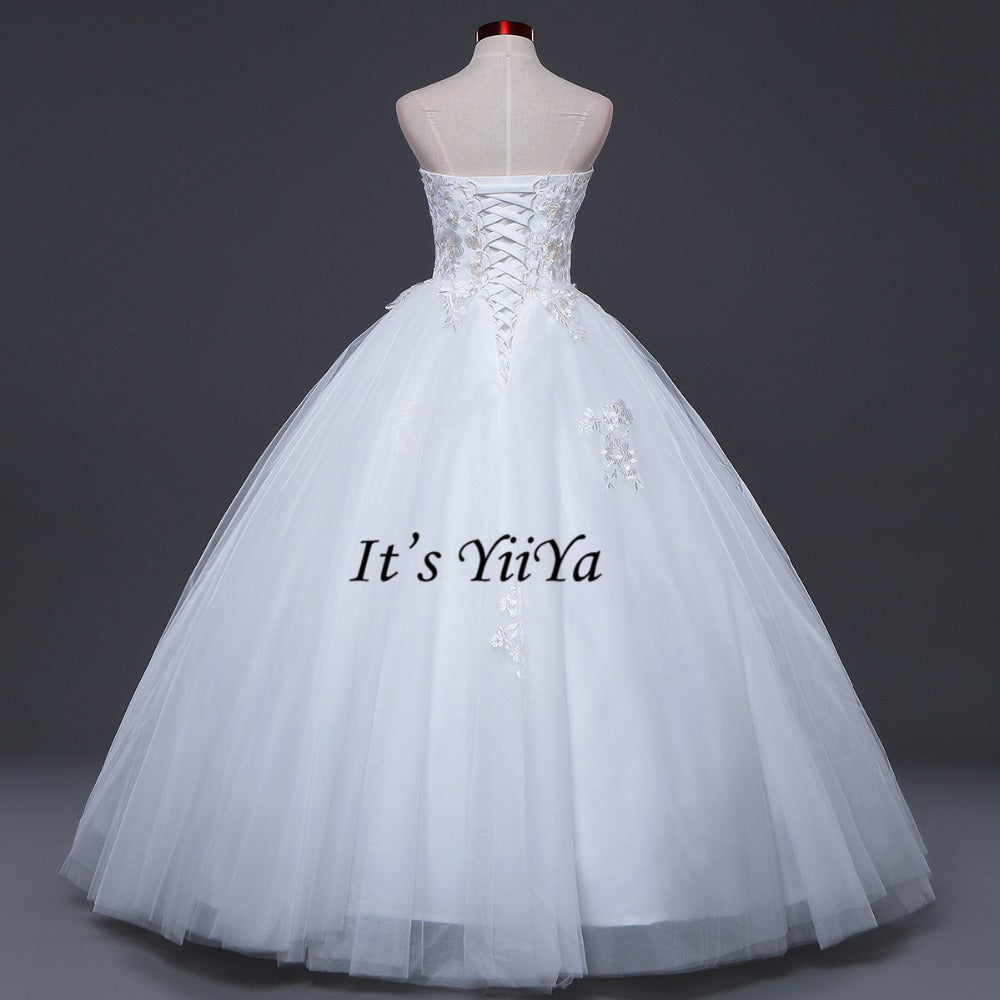 2017 New Free shipping Strapless Sleeveless Wedding Dresses Plus size Ball Gowns Appliques Frocks dress Vestidos De Novia IY009
