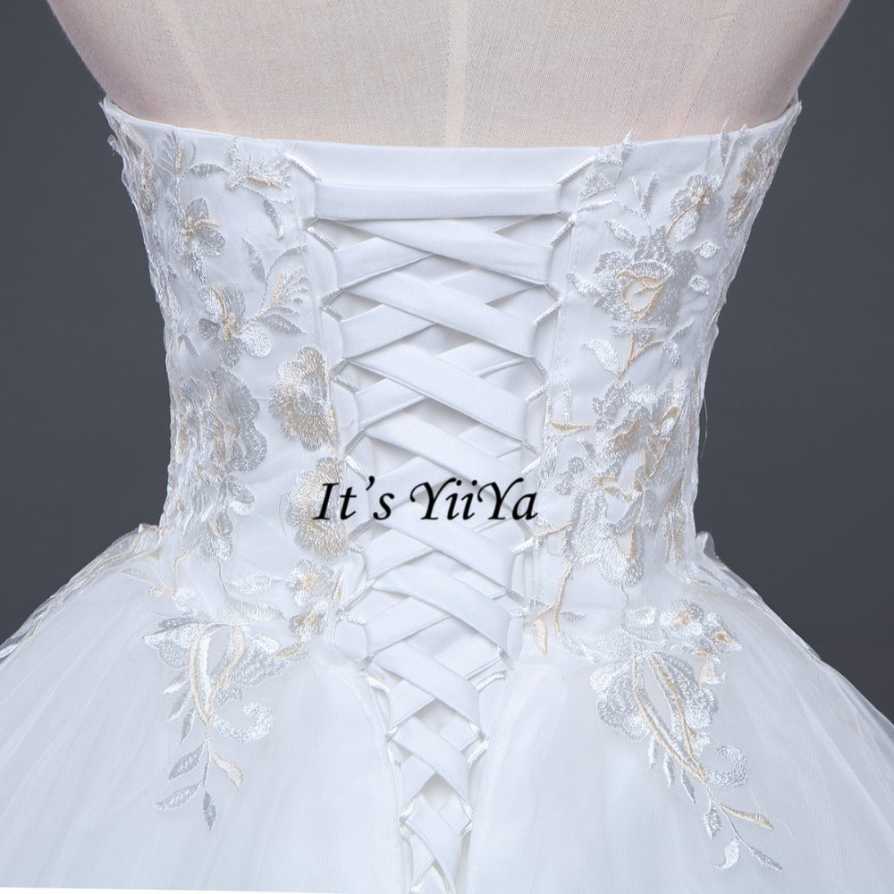 2017 New Free shipping Strapless Sleeveless Wedding Dresses Plus size Ball Gowns Appliques Frocks dress Vestidos De Novia IY009