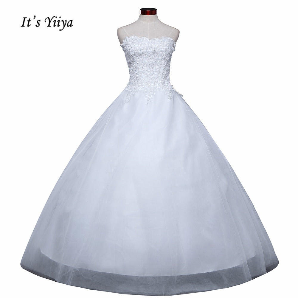 2017 New Arrival Free Shipping Off white Wedding dresses Strapless Bridal Ball gowns Sleeveless Frocks Vestidos De Novia IY021