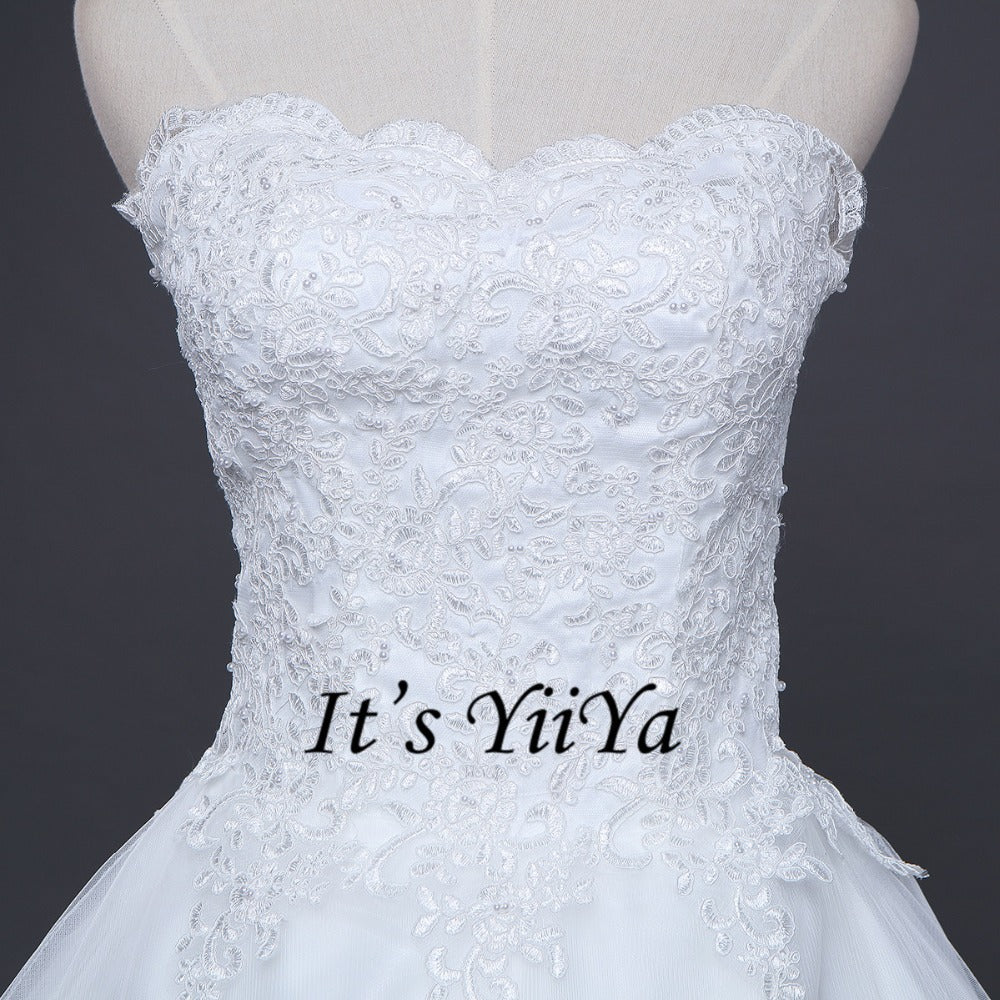 2017 New Arrival Free Shipping Off white Wedding dresses Strapless Bridal Ball gowns Sleeveless Frocks Vestidos De Novia IY021