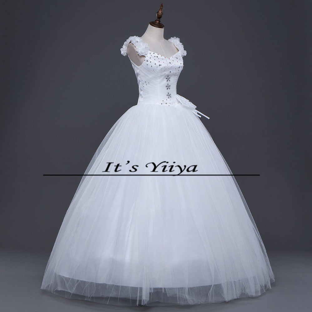 Free shipping 2017 New off White Sleeveless Princess Vestidos De Novia Bride Wedding Gowns Wedding Frocks Dress Ball Gowns H21