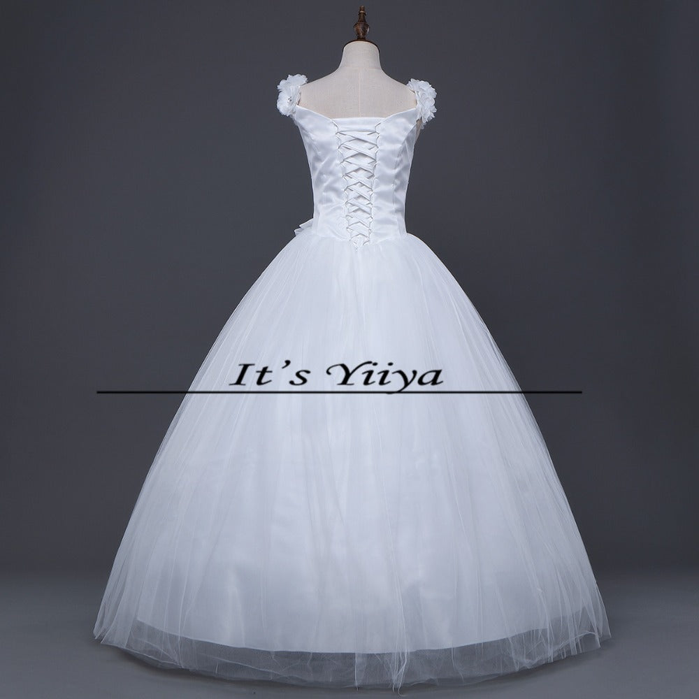 Free shipping 2017 New off White Sleeveless Princess Vestidos De Novia Bride Wedding Gowns Wedding Frocks Dress Ball Gowns H21