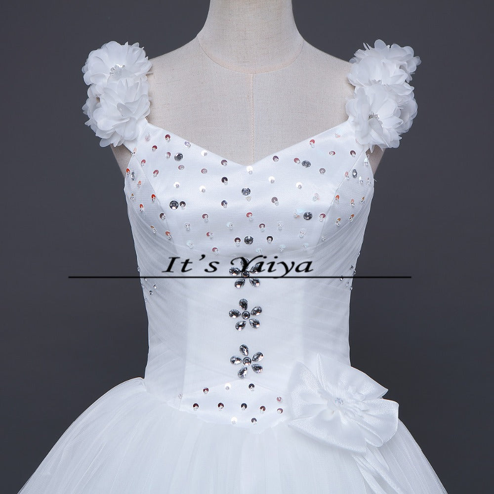 Free shipping 2017 New off White Sleeveless Princess Vestidos De Novia Bride Wedding Gowns Wedding Frocks Dress Ball Gowns H21