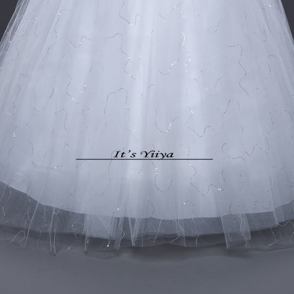 Free shipping YiiYa Red Boat Neck Wedding Dresses Bride Princess Ball Gowns Cheap Bridal Vestidos De Novia Half Sleeves XXN144