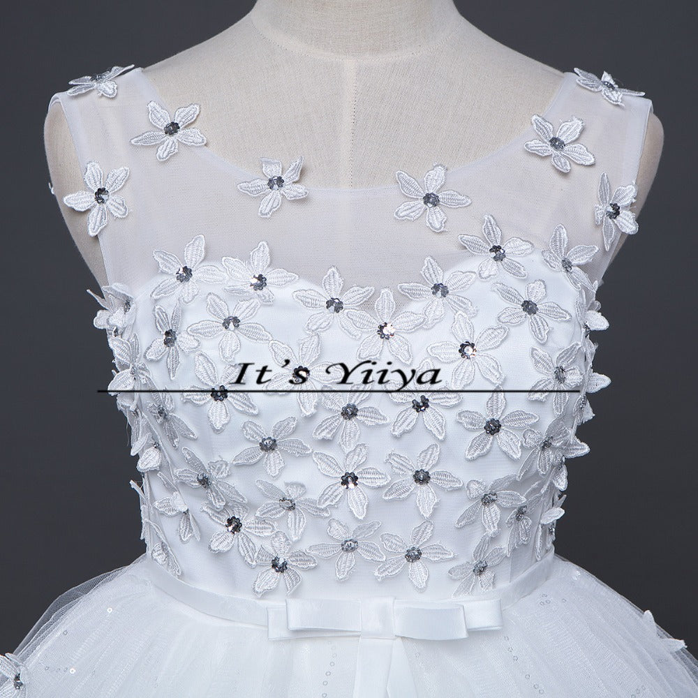 Free shipping New White Wedding Ball Gowns o-neck Sleeveless Cheap Princess Vestidos De Novia Wedding Frock Bride Dress HS237
