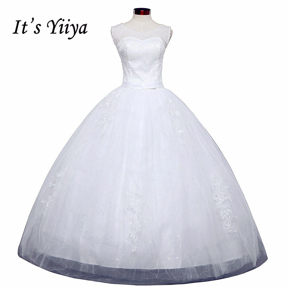 Free shipping New 2017 Summer O-neck Lace Simple Wedding Dress Plus size Princess Bride Frocks Vestidos De Novia HS249
