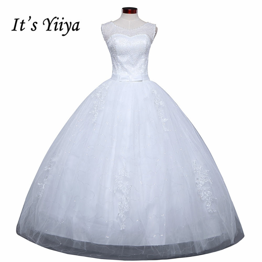 Free shipping New 2017 Summer O-neck Lace Simple Wedding Dress Plus size Princess Bride Frocks Vestidos De Novia HS249