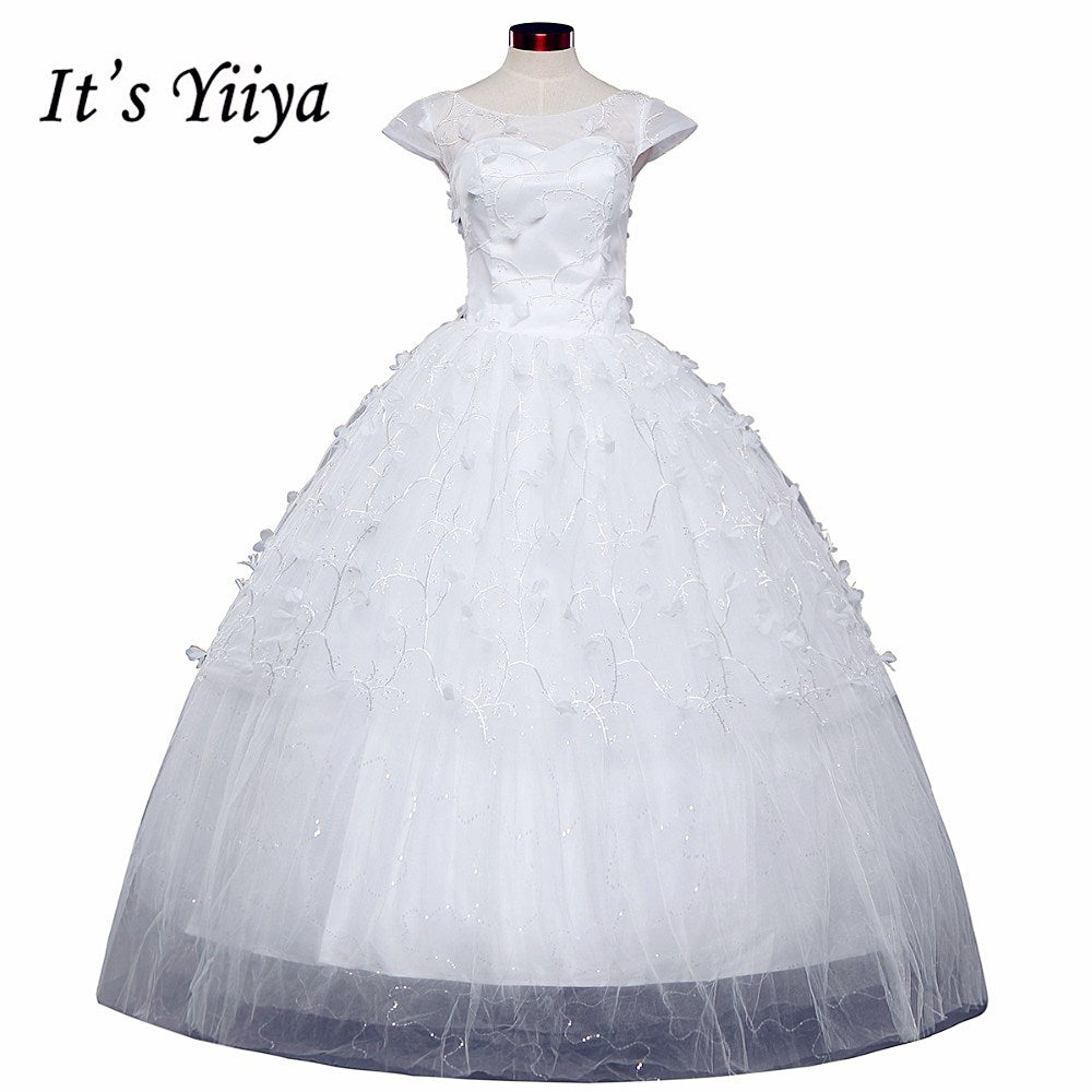 Free shipping New 2017 Summer O-Neck Short Sleeves Wedding Dresses Plus size Princess Bride Gowns Vestidos De Novia HS253
