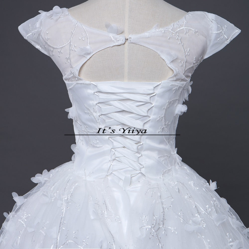Free shipping New 2017 Summer O-Neck Short Sleeves Wedding Dresses Plus size Princess Bride Gowns Vestidos De Novia HS253