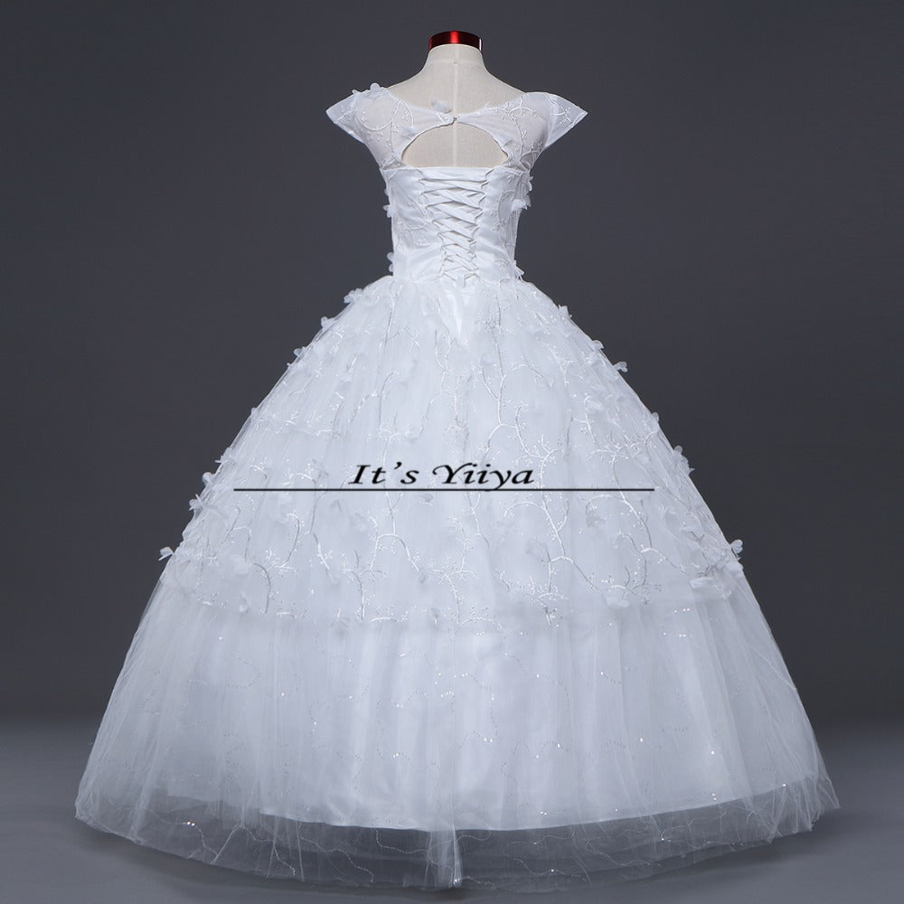 Free shipping New 2017 Summer O-Neck Short Sleeves Wedding Dresses Plus size Princess Bride Gowns Vestidos De Novia HS253