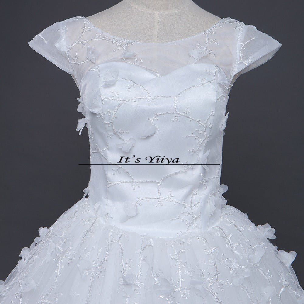 Free shipping New 2017 Summer O-Neck Short Sleeves Wedding Dresses Plus size Princess Bride Gowns Vestidos De Novia HS253