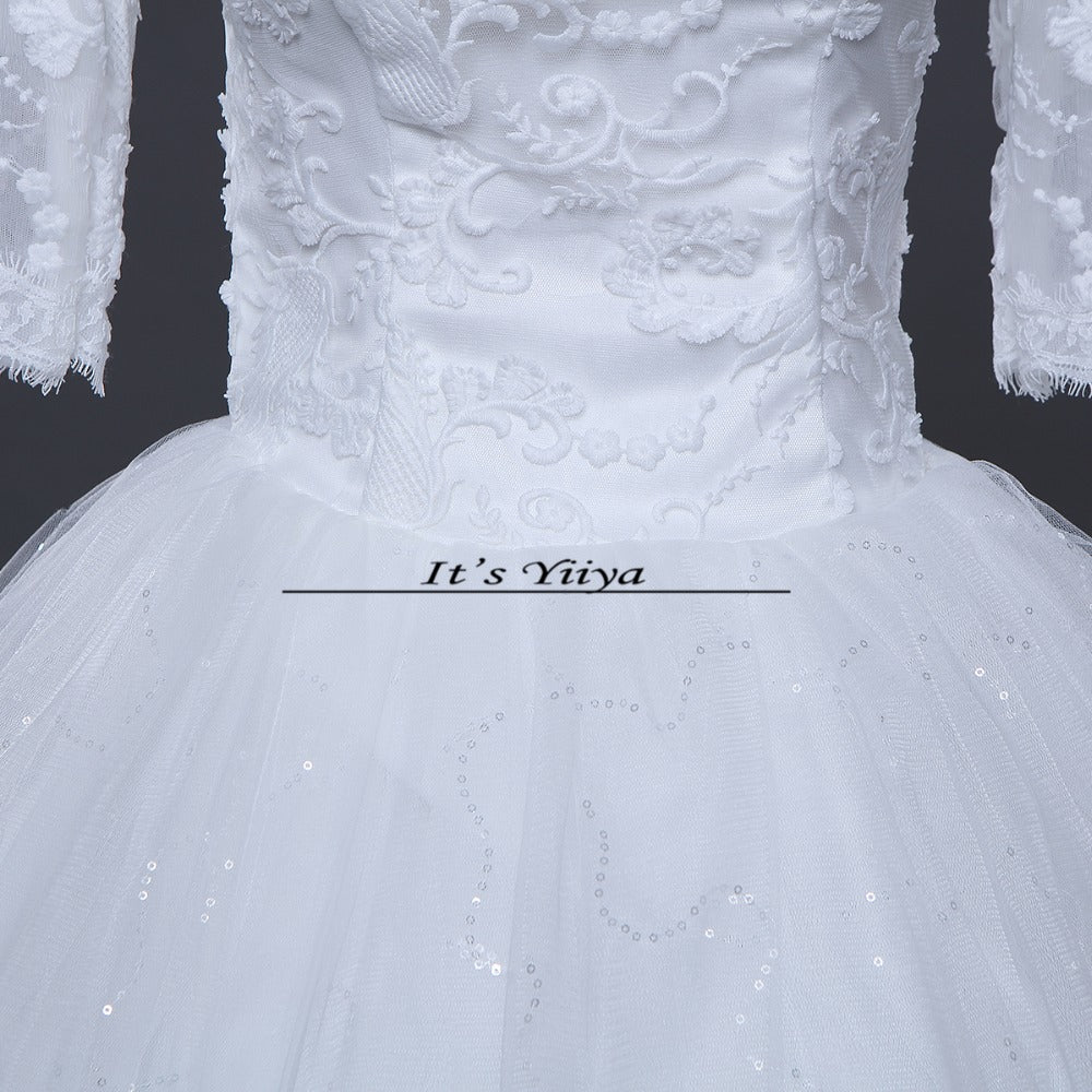Free shipping New 2017 Summer Boat Neck Lace Sleeves Wedding Dresses Plus size Princess Bride Frocks Vestidos De Novia HS248
