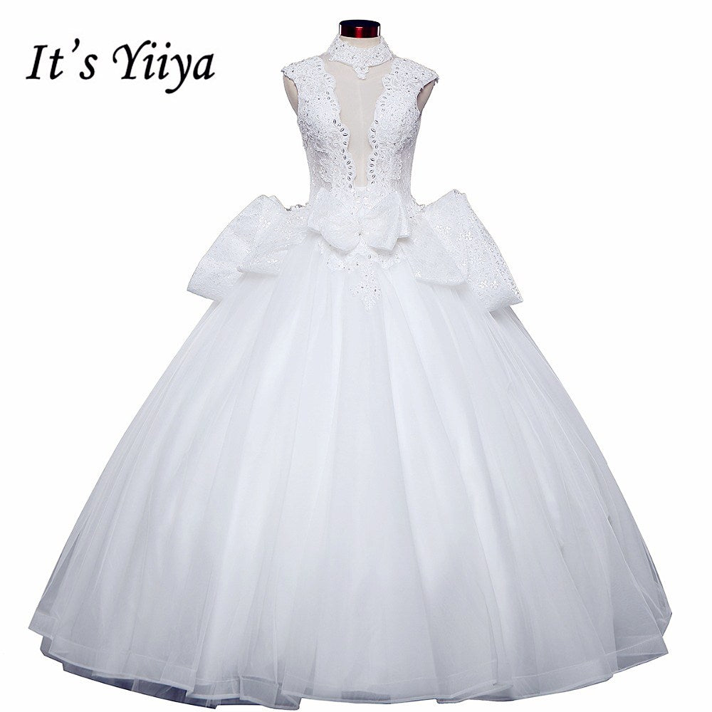 2017 Free shipping New Arrival Sleeveless Wedding Dresses Hater Ball Gowns Luxry Frocks dress Classic Vestidos De Novia IY039