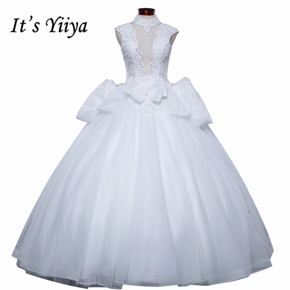 2017 Free shipping New Arrival Sleeveless Wedding Dresses Hater Ball Gowns Luxry Frocks dress Classic Vestidos De Novia IY039