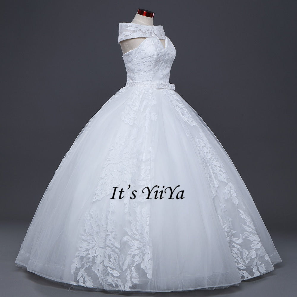 Vestidos De Novia Free Shipping Off white Bridal dress Bridal Ball gowns Sleeveless Frocks Lace Wedding dresses IY027