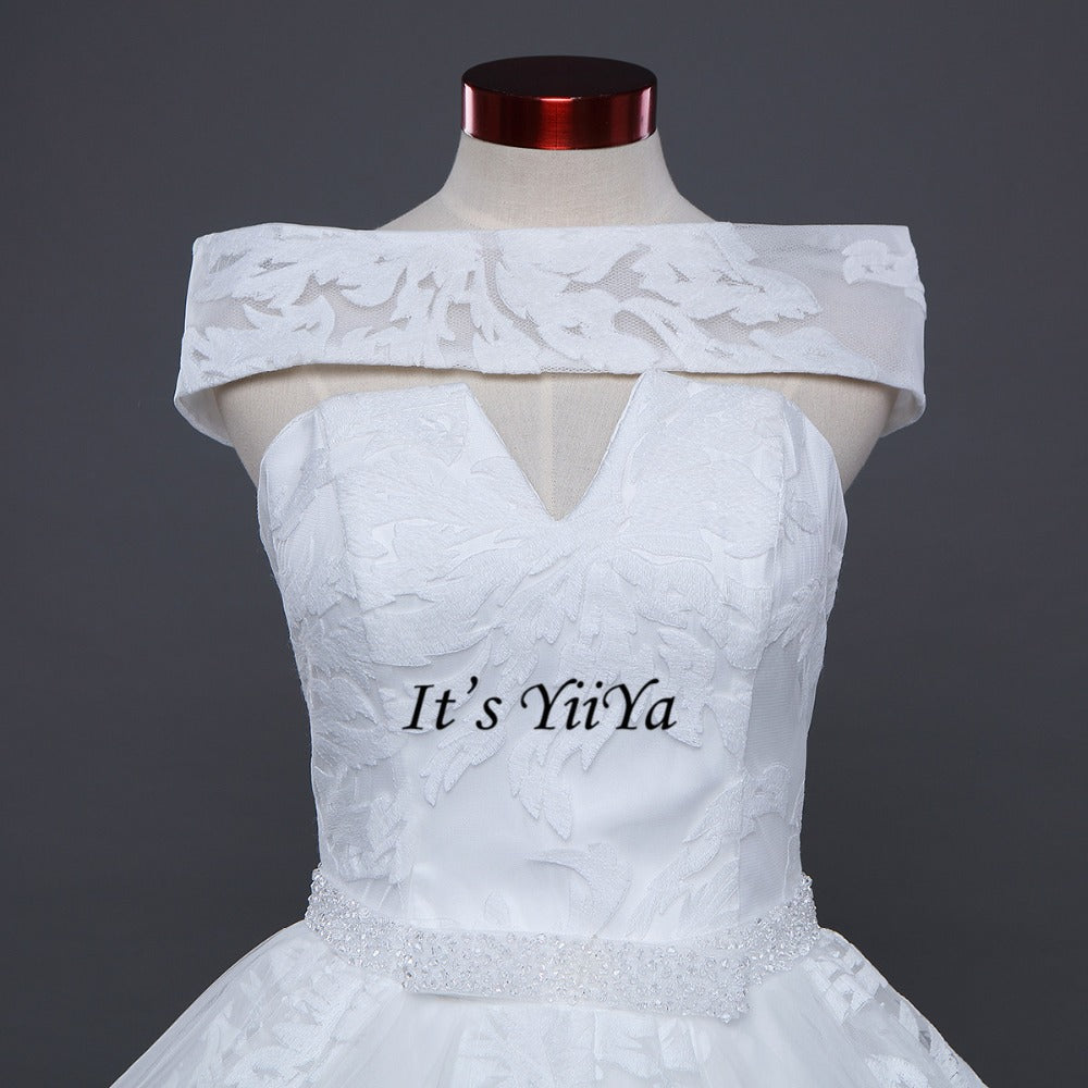 Vestidos De Novia Free Shipping Off white Bridal dress Bridal Ball gowns Sleeveless Frocks Lace Wedding dresses IY027