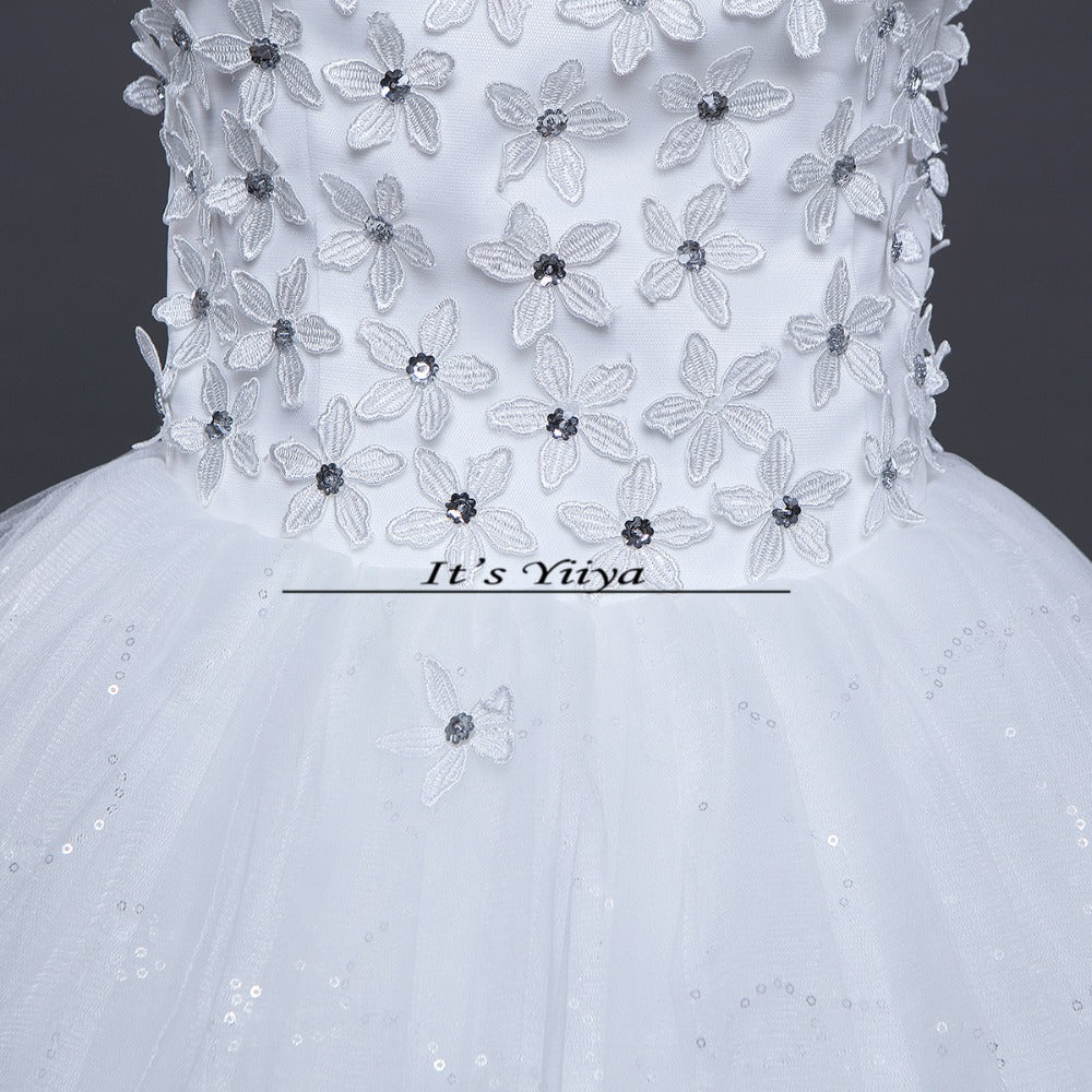 White Wedding Dresses Free shipping YiiYa 2017 new Elegant wedding frocks pincess flowers Vestidos De Novia ball gowns HS212
